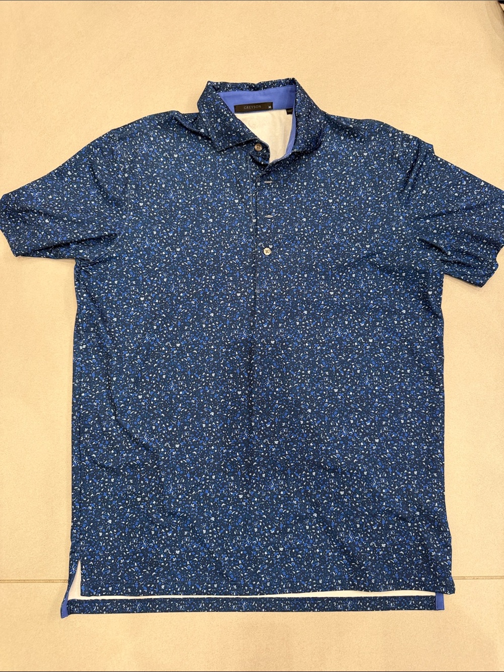 Greyson Navy Blue Floral Short-Sleeve Polo